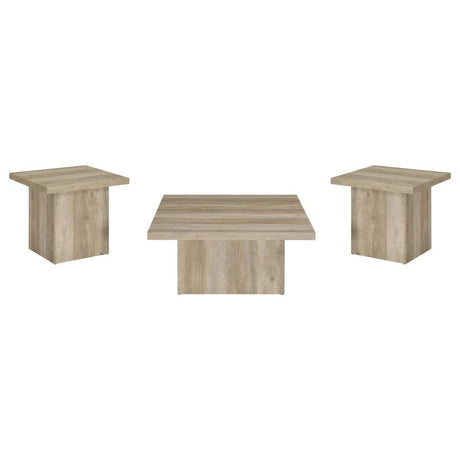 Devar Distressed Pine 3-Piece Square Occasional Table Set by Coaster at Eve Furniture