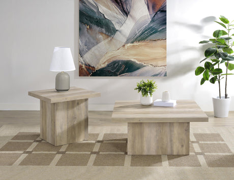 Devar Distressed Pine Square Engineered Wood Coffee Table by Coaster at Eve Furniture