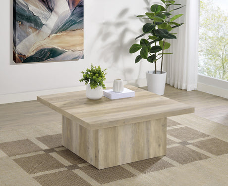 Devar Distressed Pine Square Engineered Wood Coffee Table by Coaster at Eve Furniture