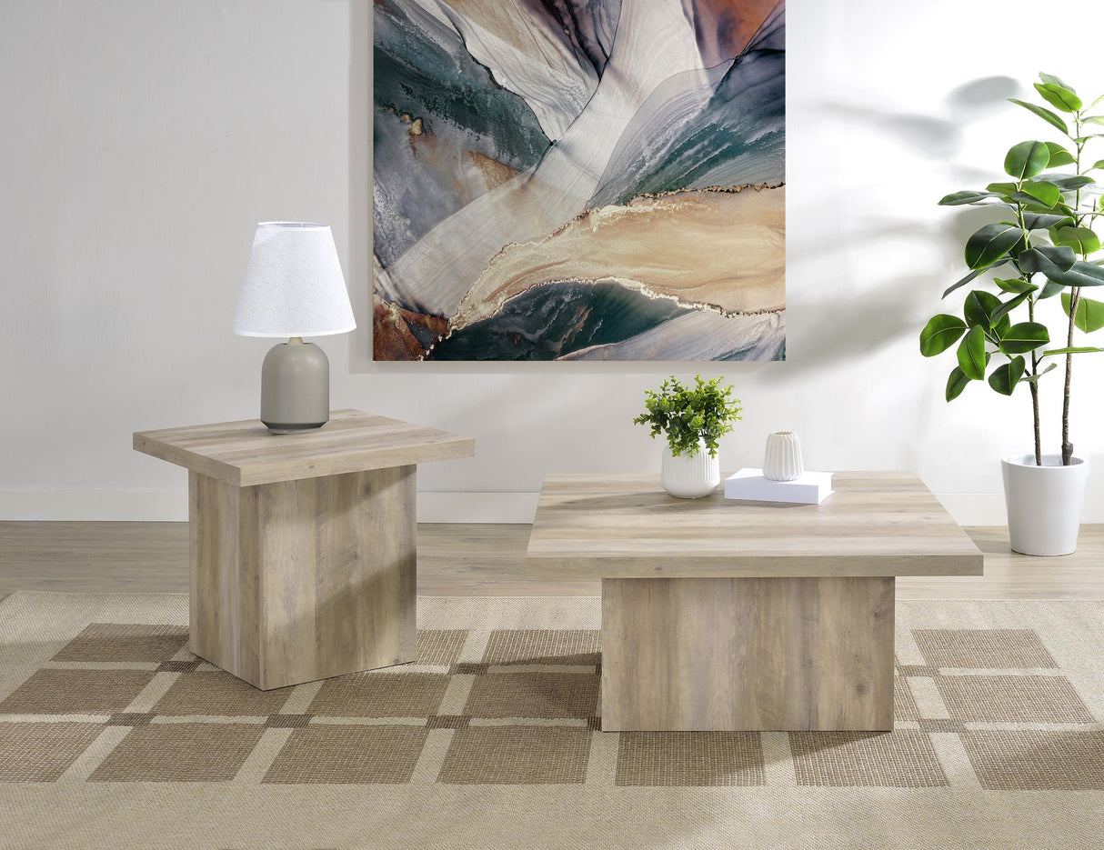Devar Distressed Pine Square Engineered Wood End Table by Coaster at Eve Furniture