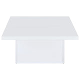 Devar White High Gloss 2-Piece Square Coffee End Table Set by Coaster at Eve Furniture