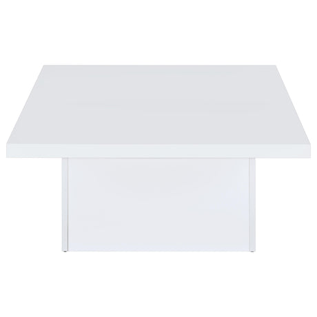 Devar White High Gloss 2-Piece Square Coffee End Table Set by Coaster at Eve Furniture