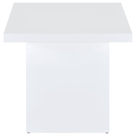 Devar White High Gloss 2-Piece Square Coffee End Table Set by Coaster at Eve Furniture
