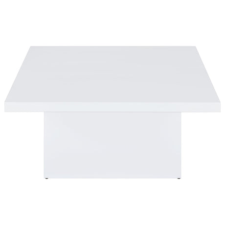 Devar White High Gloss Square Engineered Wood Coffee Table by Coaster at Eve Furniture