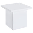 Devar White High Gloss Square Engineered Wood Side End Table by Coaster at Eve Furniture