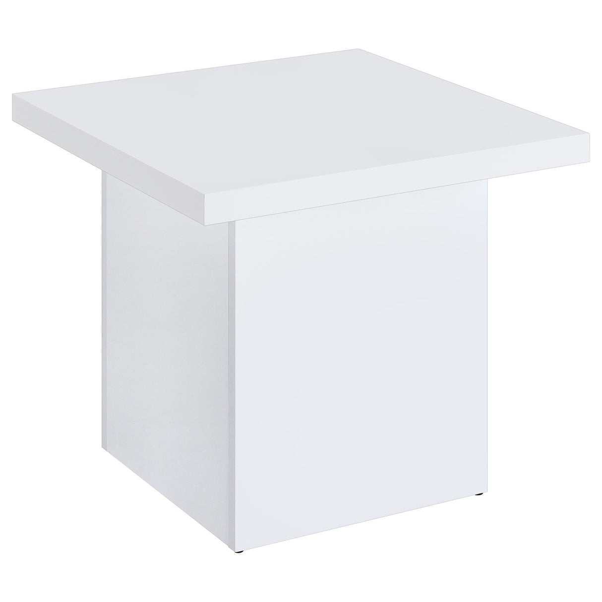 Devar White High Gloss Square Engineered Wood Side End Table by Coaster at Eve Furniture