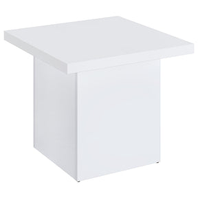 Devar White High Gloss Square Engineered Wood Side End Table by Coaster at Eve Furniture