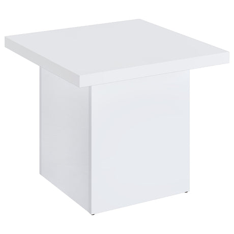 Devar White High Gloss Square Engineered Wood Side End Table by Coaster at Eve Furniture