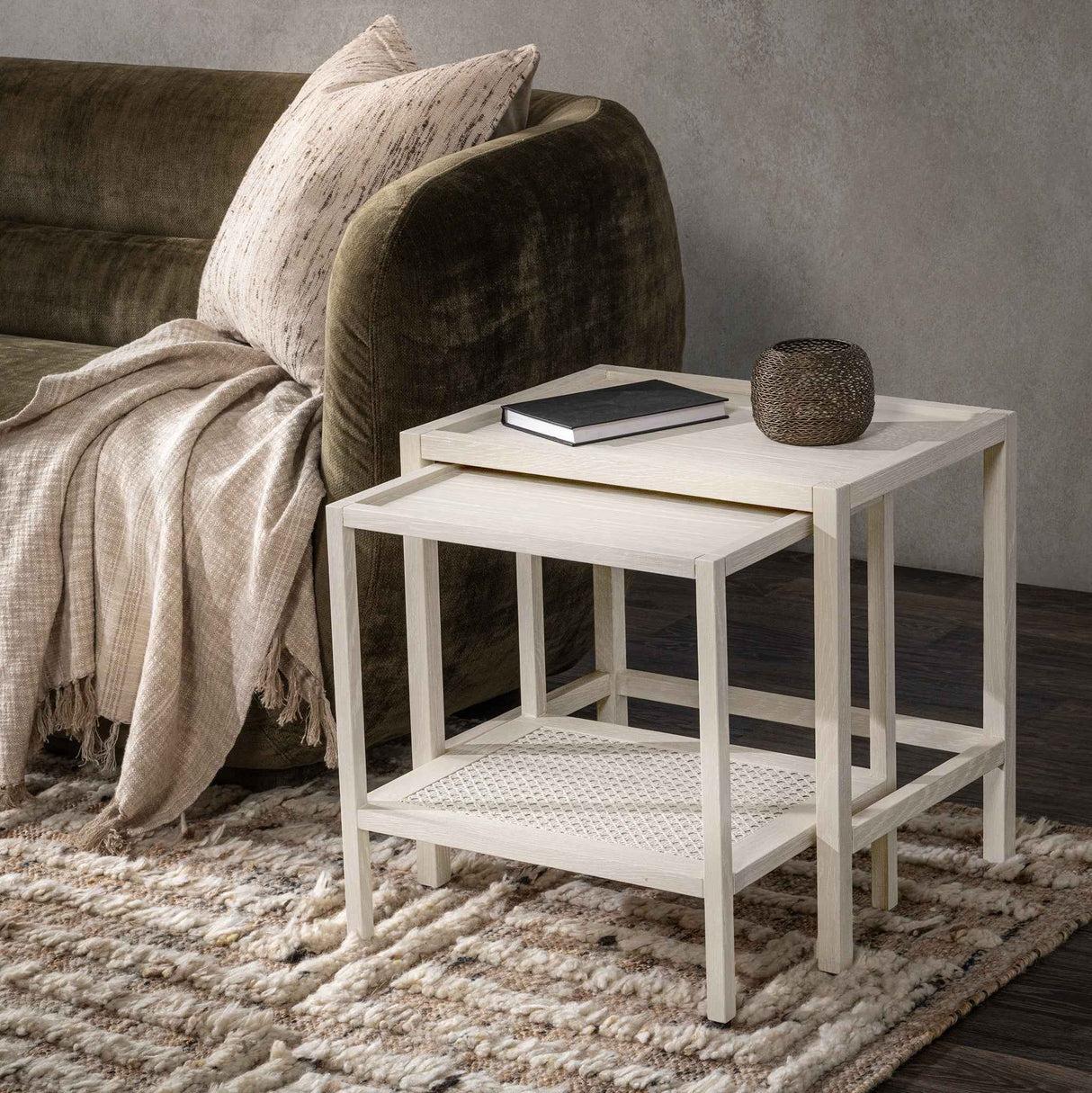 Devin Milk White Nesting Accent Tables by Classic Home at Eve Furniture