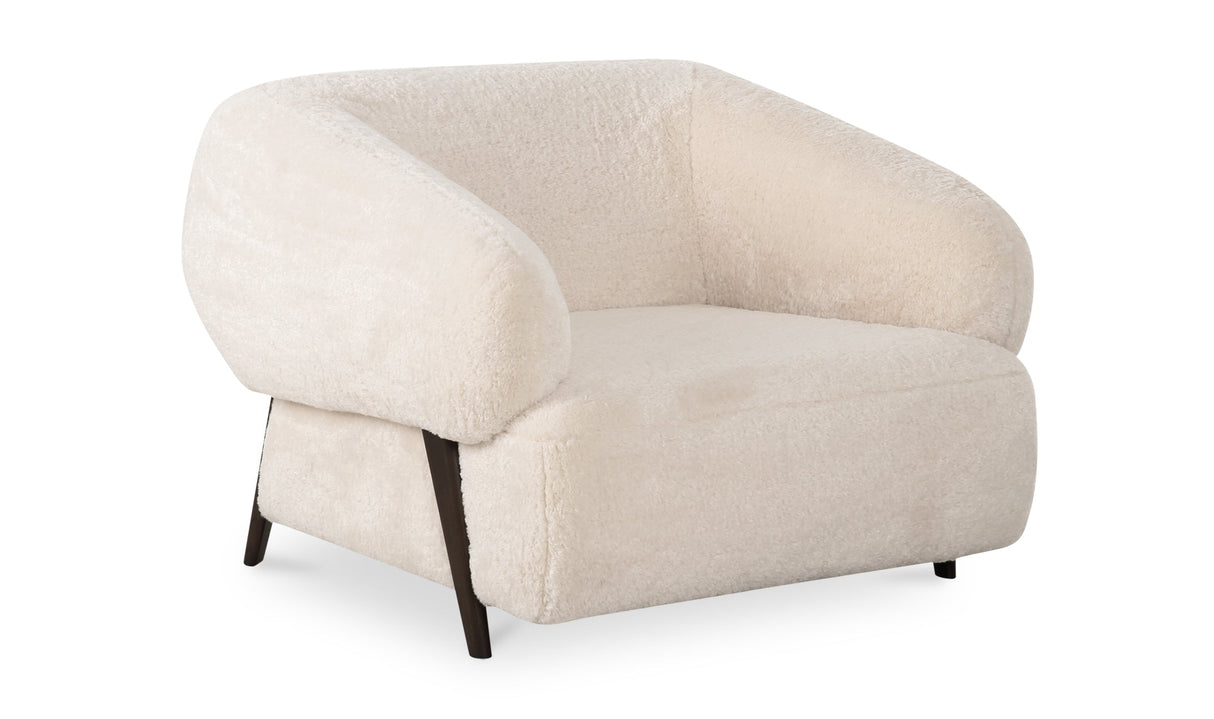 Devlin Lounge Chair Cream Faux Fur by Moe's Home at Eve Furniture