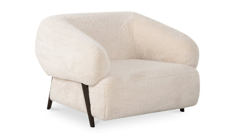 Devlin Lounge Chair Cream Faux Fur by Moe's Home at Eve Furniture