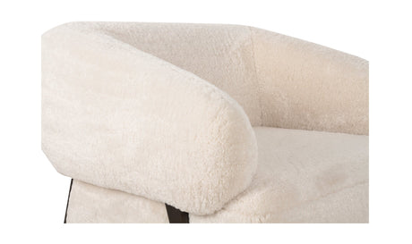 Devlin Lounge Chair Cream Faux Fur by Moe's Home at Eve Furniture