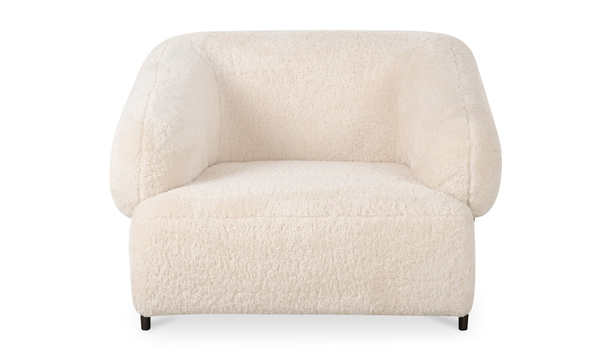 Devlin Lounge Chair Cream Faux Fur by Moe's Home at Eve Furniture