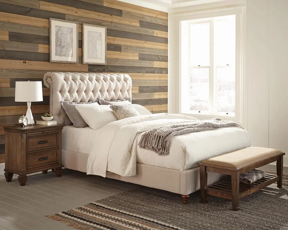 Devon Beige Button Tufted Upholstered Queen Bed by Coaster at Eve Furniture