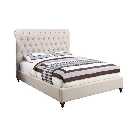 Devon Button Tufted Upholstered California King Bed Beige by Coaster at Eve Furniture