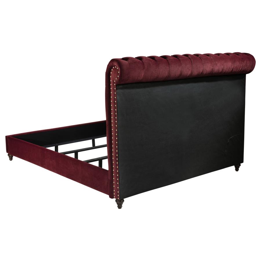 Devon Wine Red and Dark Oak 5-Piece Eastern King Bedroom Set by Coaster at Eve Furniture