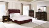 Devon Wine Red and Dark Oak 5-Piece Eastern King Bedroom Set by Coaster at Eve Furniture