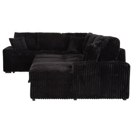 Devonshire Black Sleeper Sectional Sofa Storage Chaise by Coaster at Eve Furniture