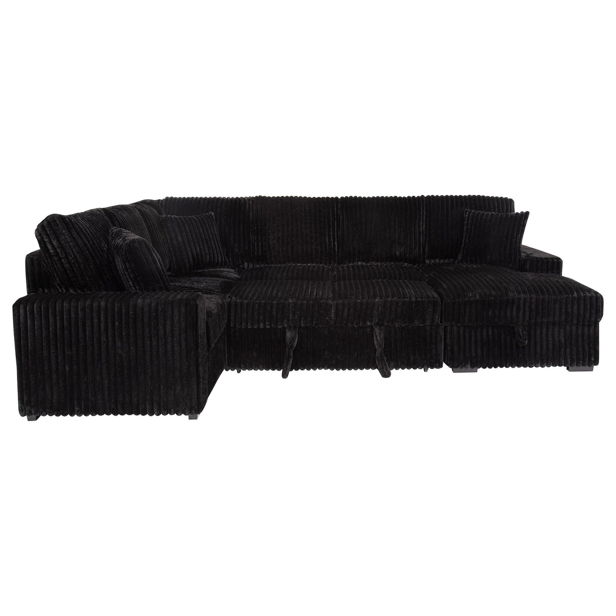 Devonshire Black Sleeper Sectional Sofa Storage Chaise by Coaster at Eve Furniture