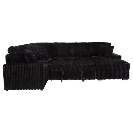 Devonshire Black Sleeper Sectional Sofa Storage Chaise by Coaster at Eve Furniture
