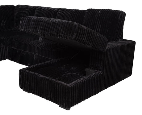 Devonshire Black Sleeper Sectional Sofa Storage Chaise by Coaster at Eve Furniture