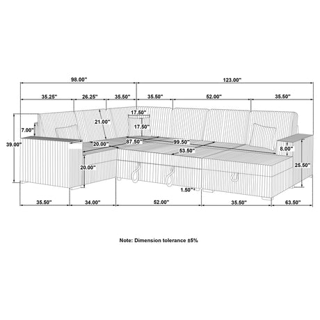 Devonshire Black Sleeper Sectional Sofa Storage Chaise by Coaster at Eve Furniture