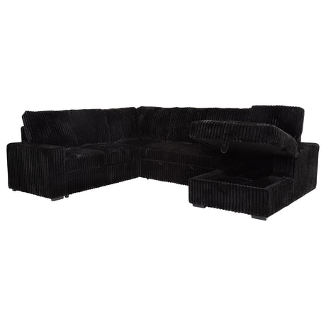 Devonshire Black Sleeper Sectional Sofa Storage Chaise by Coaster at Eve Furniture