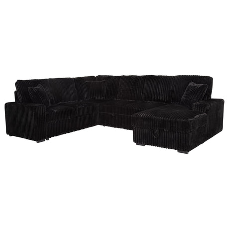 Devonshire Black Sleeper Sectional Sofa Storage Chaise by Coaster at Eve Furniture