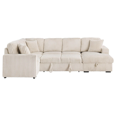 Devonshire Camel Sleeper Sectional Sofa Storage Chaise by Coaster at Eve Furniture