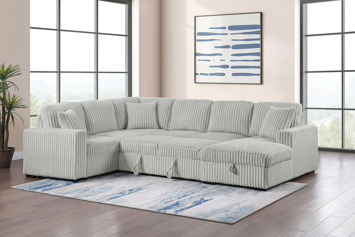 Devonshire Gray Sleeper Sectional Sofa Storage Chaise by Coaster at Eve Furniture