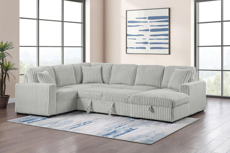 Devonshire Gray Sleeper Sectional Sofa Storage Chaise by Coaster at Eve Furniture