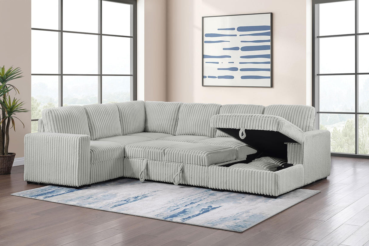 Devonshire Gray Sleeper Sectional Sofa Storage Chaise by Coaster at Eve Furniture