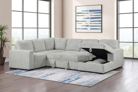 Devonshire Gray Sleeper Sectional Sofa Storage Chaise by Coaster at Eve Furniture