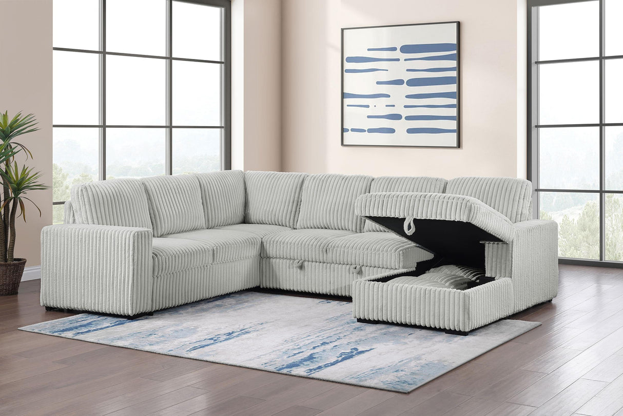 Devonshire Gray Sleeper Sectional Sofa Storage Chaise by Coaster at Eve Furniture