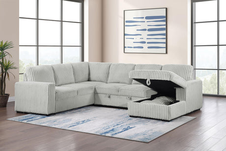 Devonshire Gray Sleeper Sectional Sofa Storage Chaise by Coaster at Eve Furniture