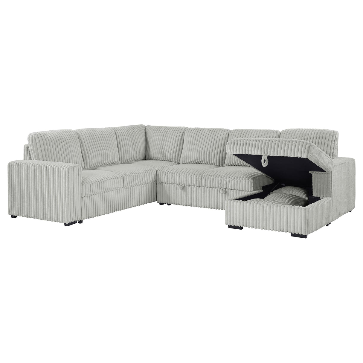 Devonshire Gray Sleeper Sectional Sofa Storage Chaise by Coaster at Eve Furniture