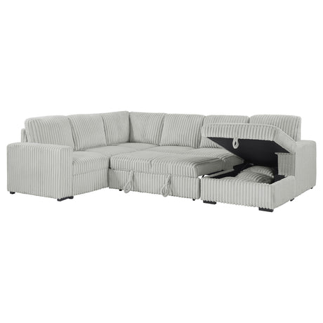 Devonshire Gray Sleeper Sectional Sofa Storage Chaise by Coaster at Eve Furniture