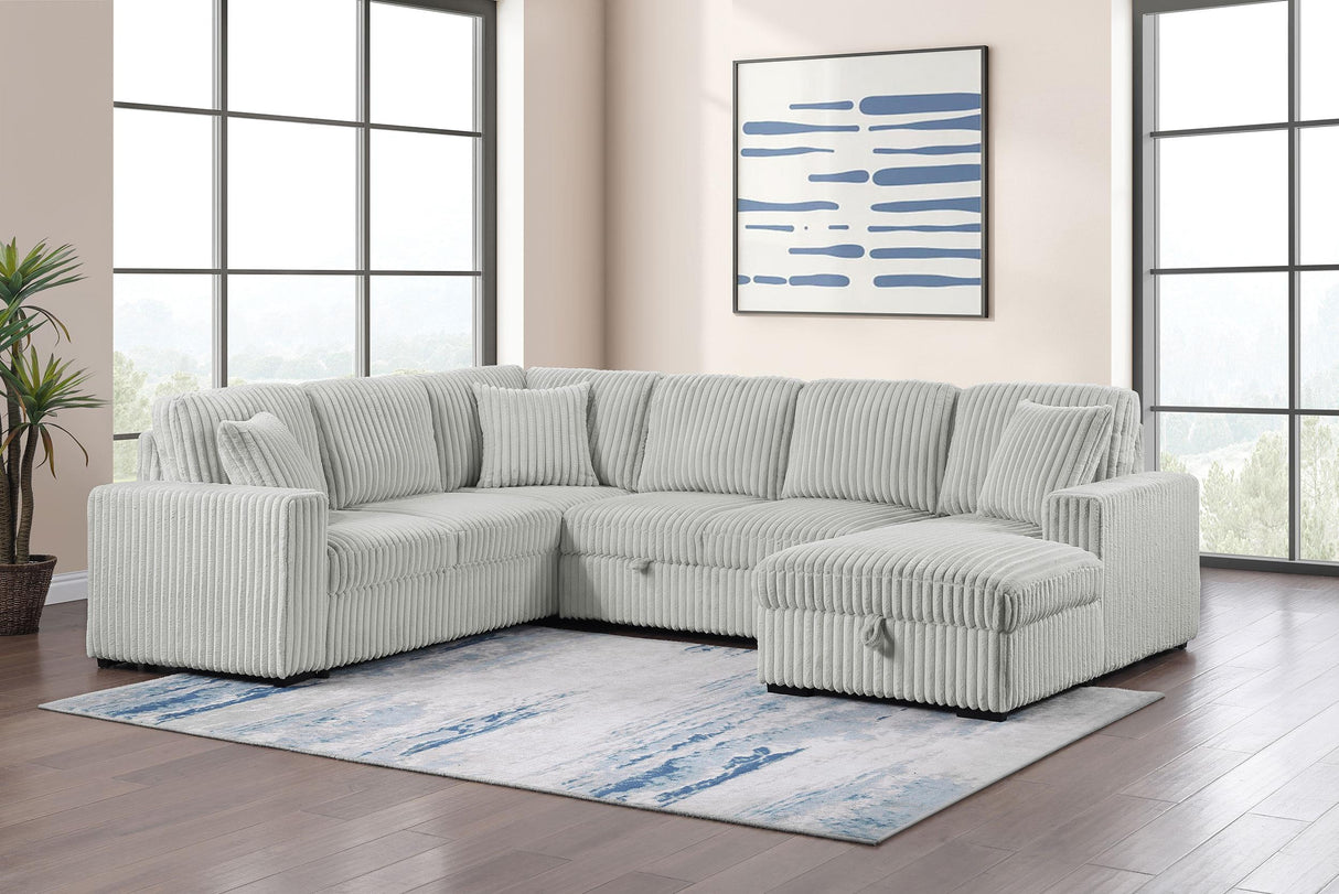 Devonshire Gray Sleeper Sectional Sofa Storage Chaise by Coaster at Eve Furniture
