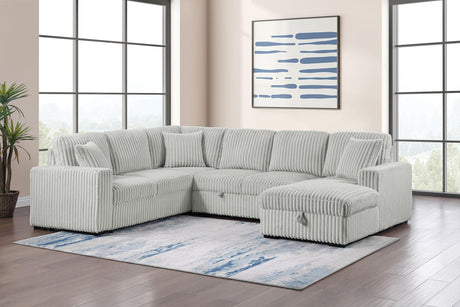 Devonshire Gray Sleeper Sectional Sofa Storage Chaise by Coaster at Eve Furniture
