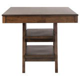 Dewey Walnut 2-Drawer Counter Height Table with Open Shelves