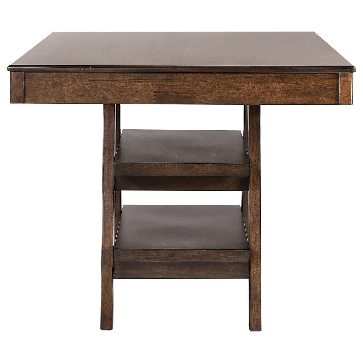 Dewey Walnut 2-Drawer Counter Height Table with Open Shelves