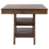 Dewey Walnut 2-Drawer Counter Height Table with Open Shelves