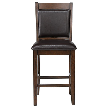 Dewey Brown/Walnut Upholstered Counter Height Chairs with Footrest, Set of 2 by Coaster at Eve Furniture