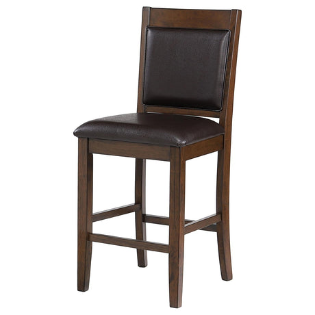 Dewey Brown/Walnut Upholstered Counter Height Chairs with Footrest, Set of 2 by Coaster at Eve Furniture