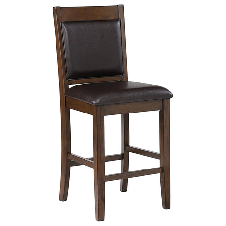 Dewey Brown/Walnut Upholstered Counter Height Chairs with Footrest, Set of 2 by Coaster at Eve Furniture