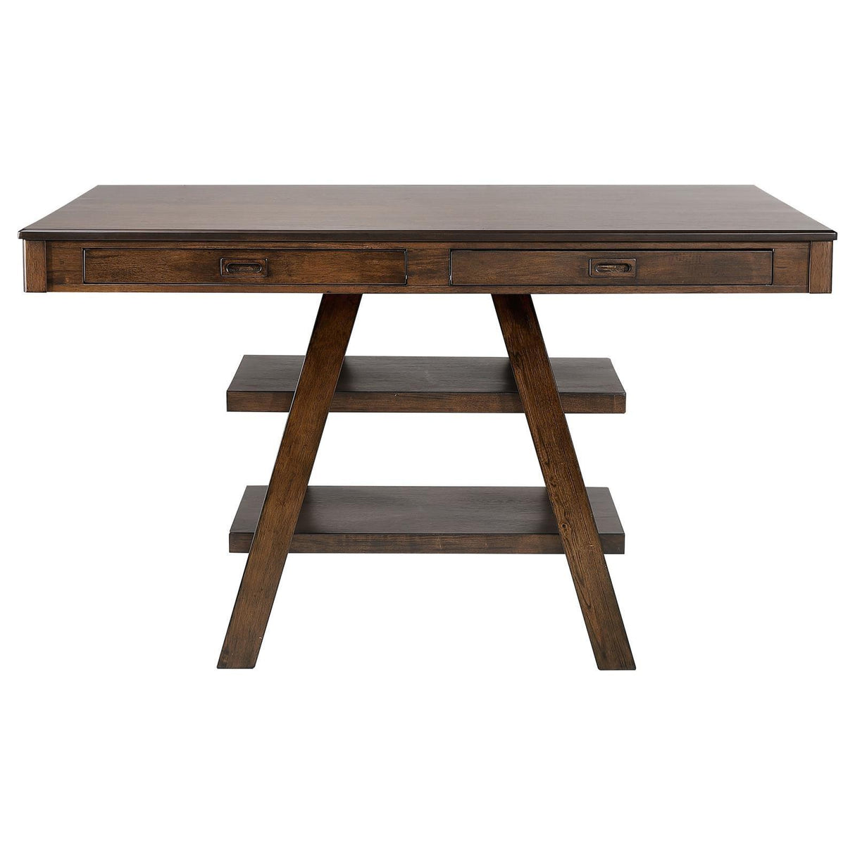 Dewey Walnut 2-Drawer Counter Height Table with Open Shelves by Coaster at Eve Furniture