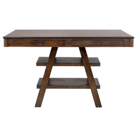 Dewey Walnut 2-Drawer Counter Height Table with Open Shelves by Coaster at Eve Furniture