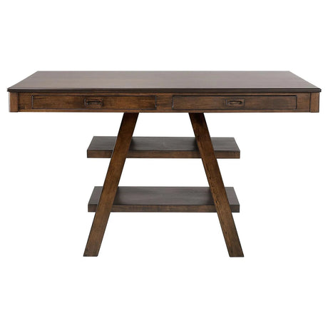Dewey Walnut 2-Drawer Counter Height Table with Open Shelves by Coaster at Eve Furniture