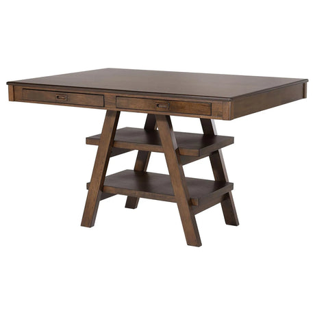 Dewey Walnut 2-Drawer Counter Height Table with Open Shelves by Coaster at Eve Furniture