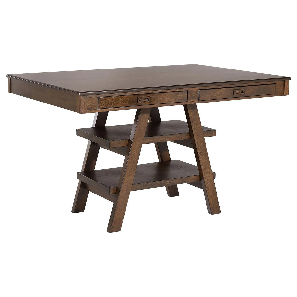 Dewey Walnut 2-Drawer Counter Height Table with Open Shelves by Coaster at Eve Furniture